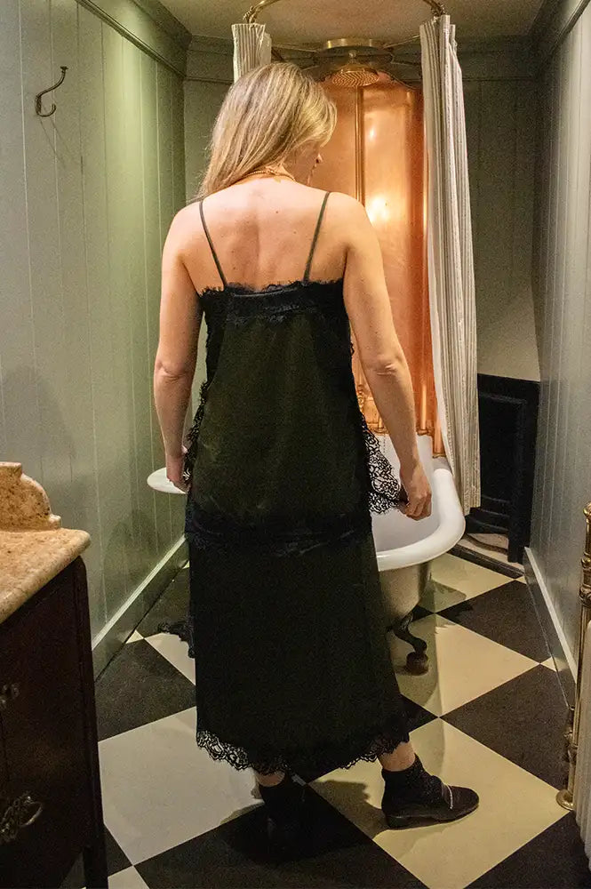 ICHI Laccie Forest Night Lace Edged Skirt - The Mercantile London