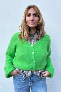 Americandreams Cornelia Cropped Bright Green Cardigan