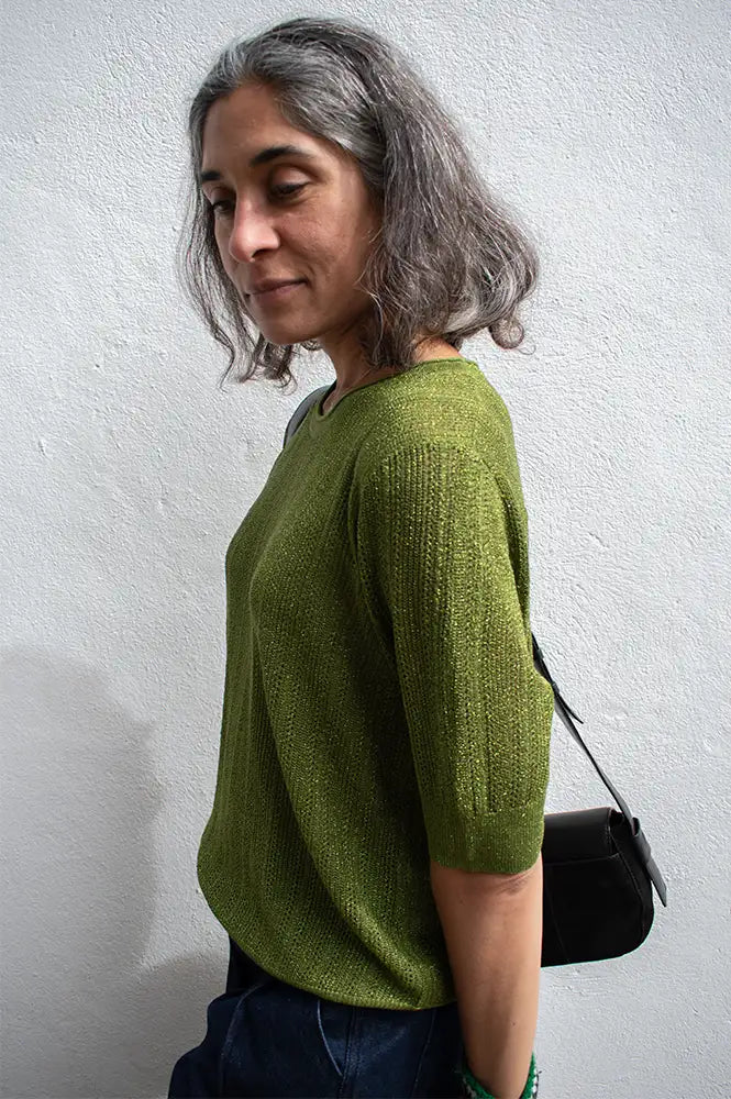 Numph Misla Calla Green Short Sleeve Top