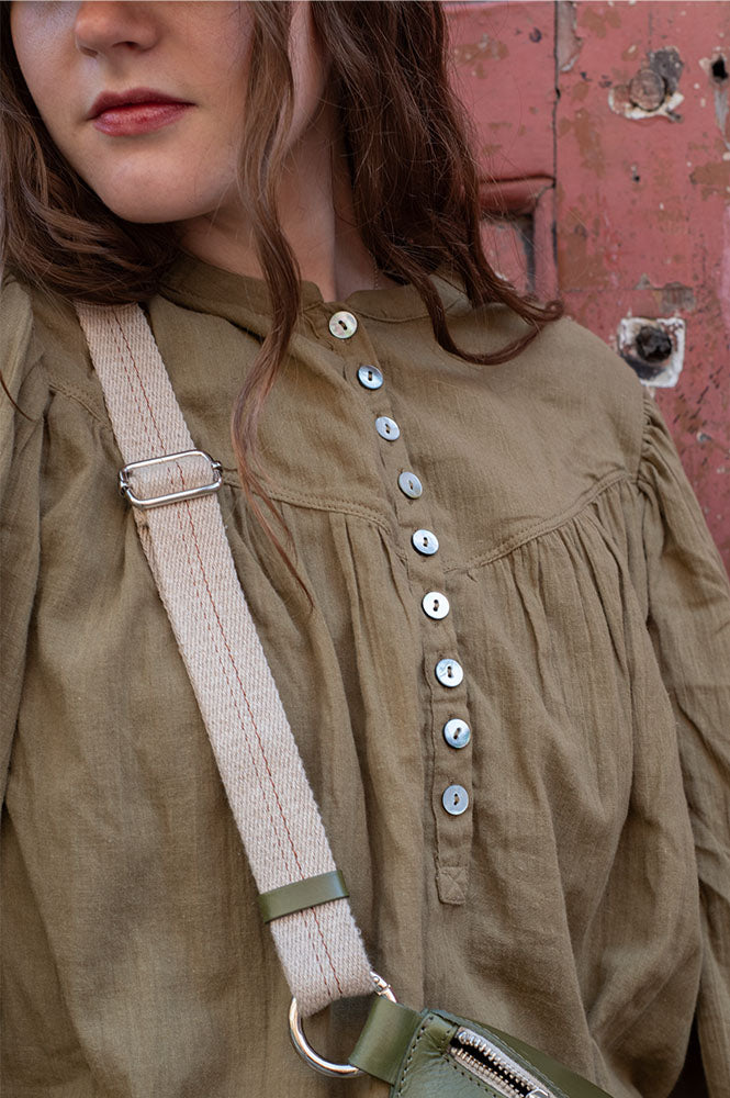 Des Petits Hauts Sophie Blouse In Olive - The Mercantile London