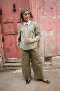 Numph Sussie Forest Green Check Tie Shirt