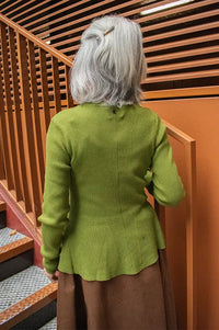 Numph Sira Calla Green Ribbed Pullover
