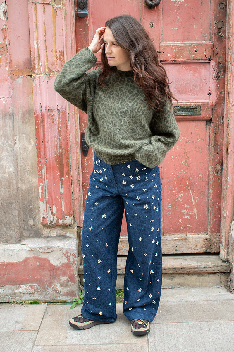 Bellerose Dioal Green Leopard Print Jumper - The Mercantile London
