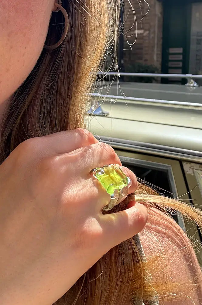 Levens Square Stone Green Ring - The Mercantile London