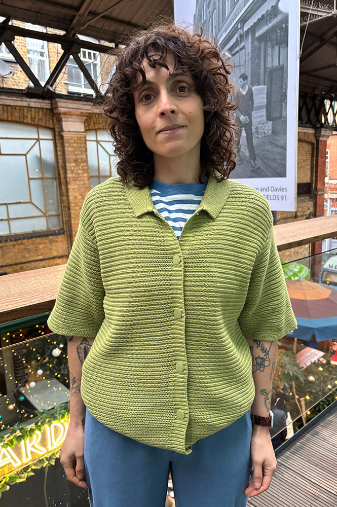 ICHI Demue Iguana Green Knitted Cardigan