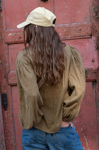 Des Petits Hauts Sophie Blouse In Olive - The Mercantile London
