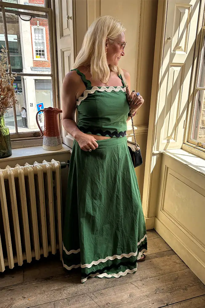 An'ge Roline Green Ric Rac Skirt