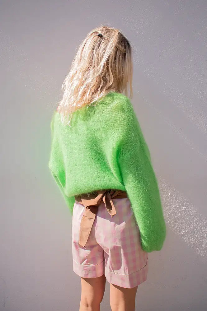 Americandreams Cornelia Cropped Bright Green Cardigan - The Mercantile London