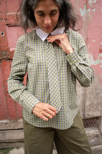 Numph Sussie Forest Green Check Tie Shirt