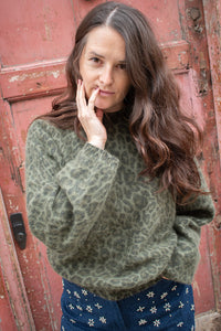 Bellerose Dioal Green Leopard Print Jumper - The Mercantile London