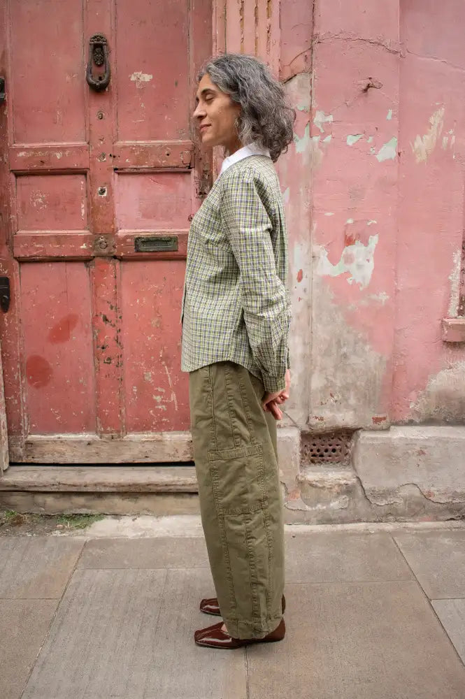 Numph Sussie Forest Green Check Tie Shirt
