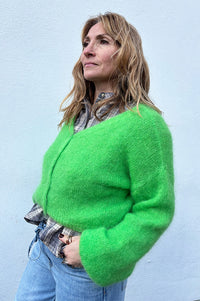 Americandreams Cornelia Cropped Bright Green Cardigan