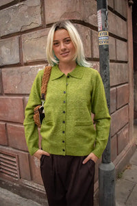 ICHI Dasila Calla Green Knitted Cardigan