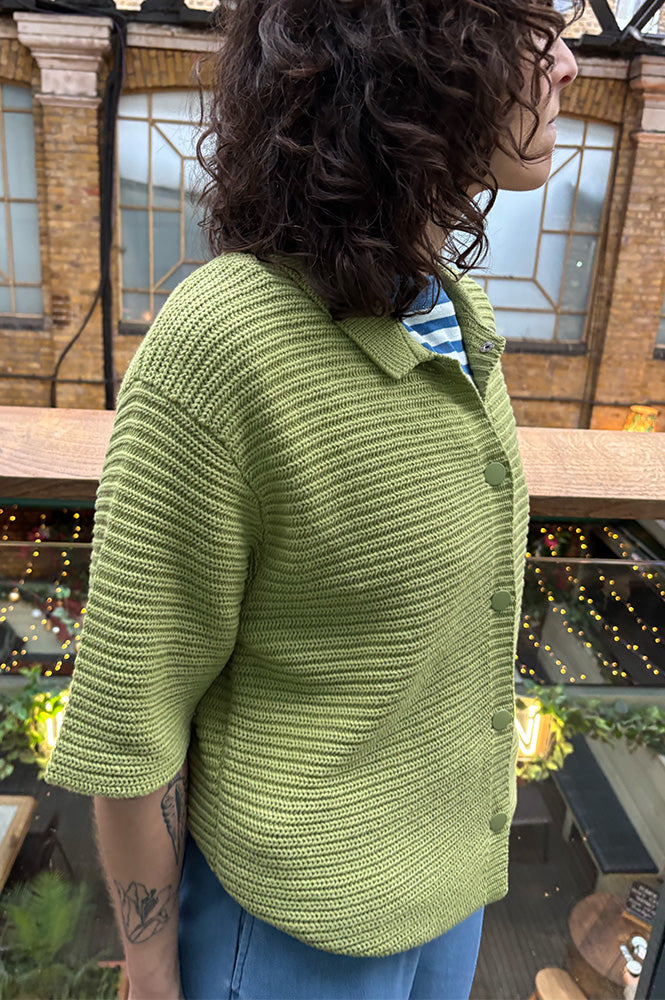 ICHI Demue Iguana Green Knitted Cardigan