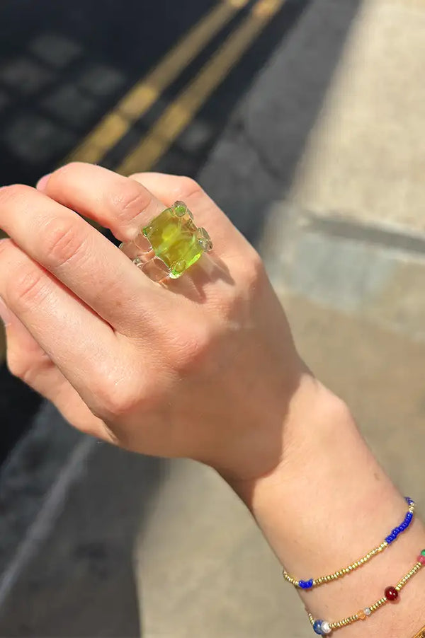 Levens Square Stone Green Ring - The Mercantile London