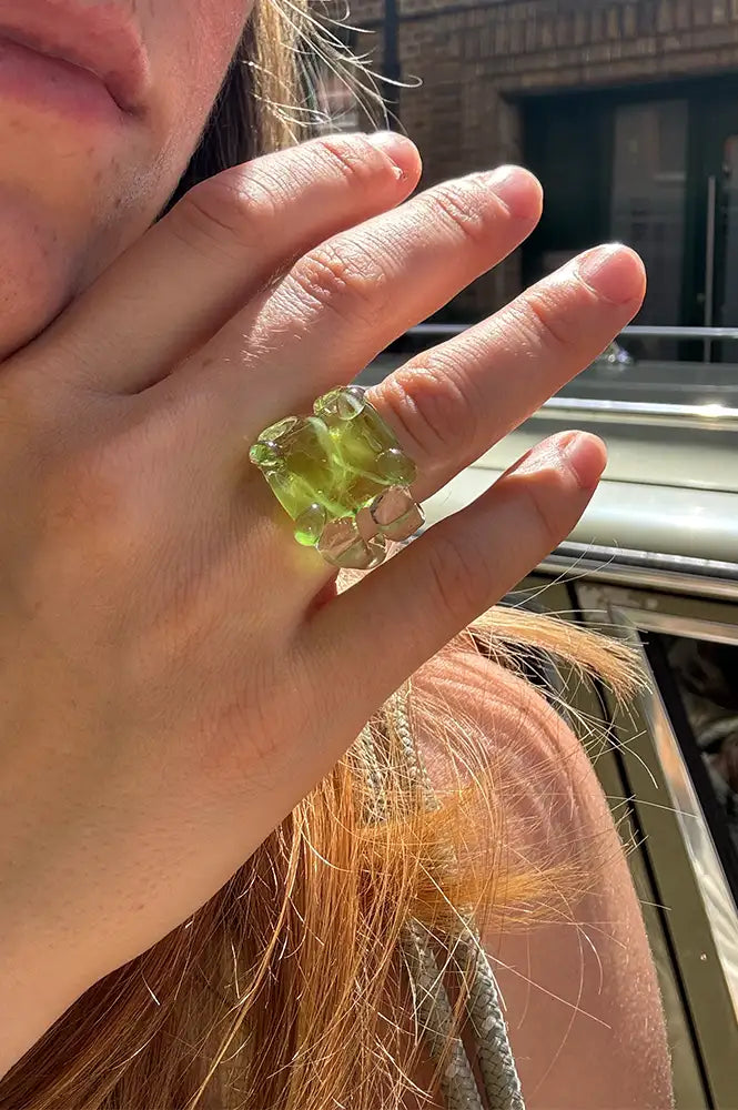 Levens Square Stone Green Ring - The Mercantile London