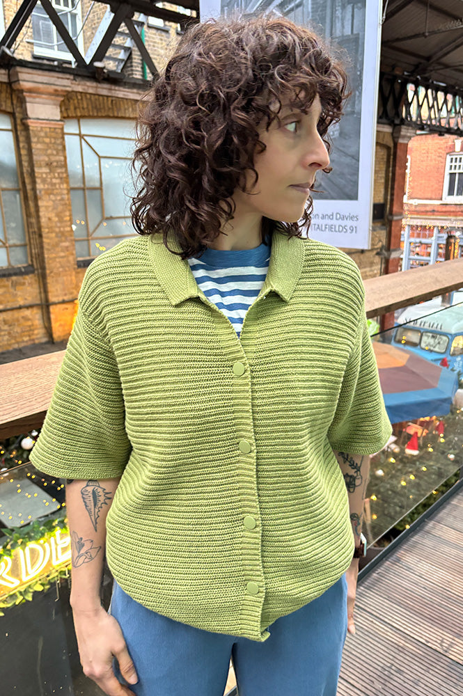 ICHI Demue Iguana Green Knitted Cardigan