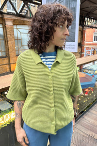 ICHI Demue Iguana Green Knitted Cardigan
