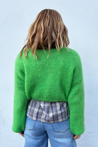 Americandreams Cornelia Cropped Bright Green Cardigan