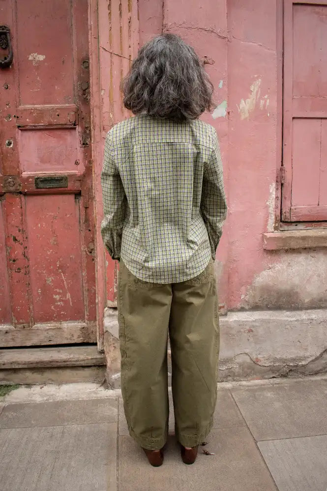 Numph Sussie Forest Green Check Tie Shirt