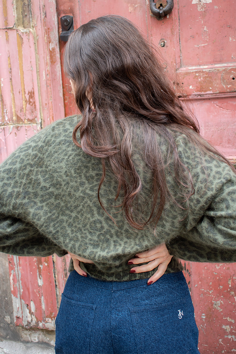 Bellerose Dioal Green Leopard Print Jumper - The Mercantile London