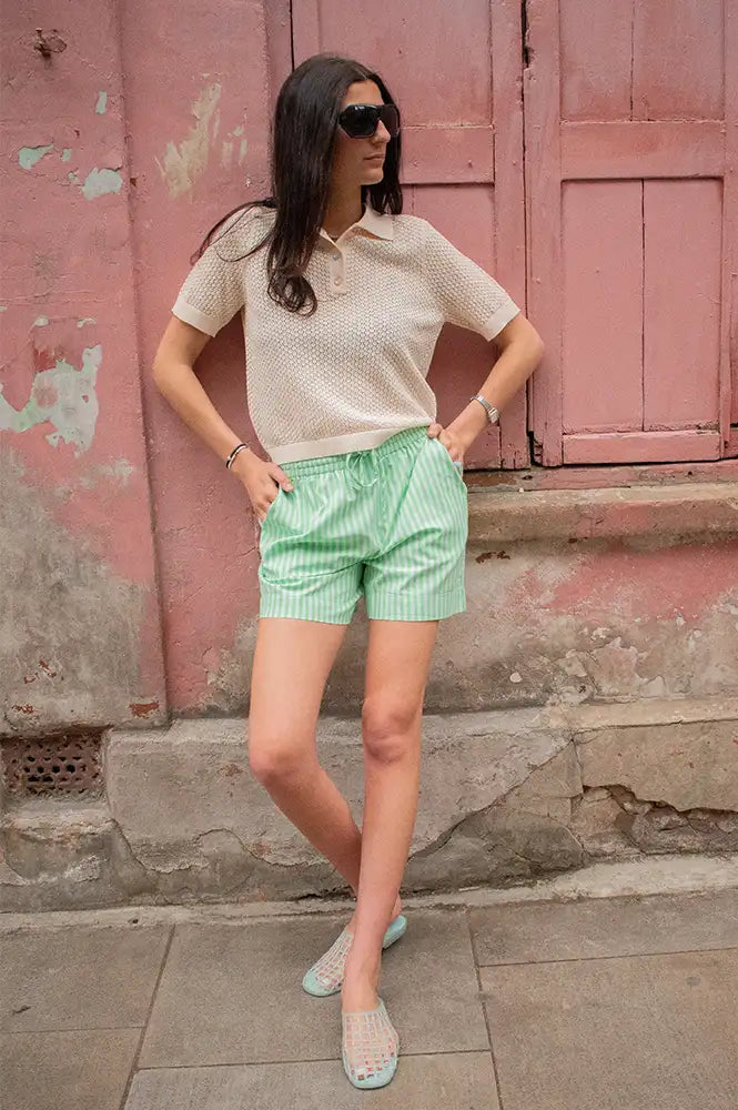 Numph Seanne Absinthe Green Shorts - The Mercantile London