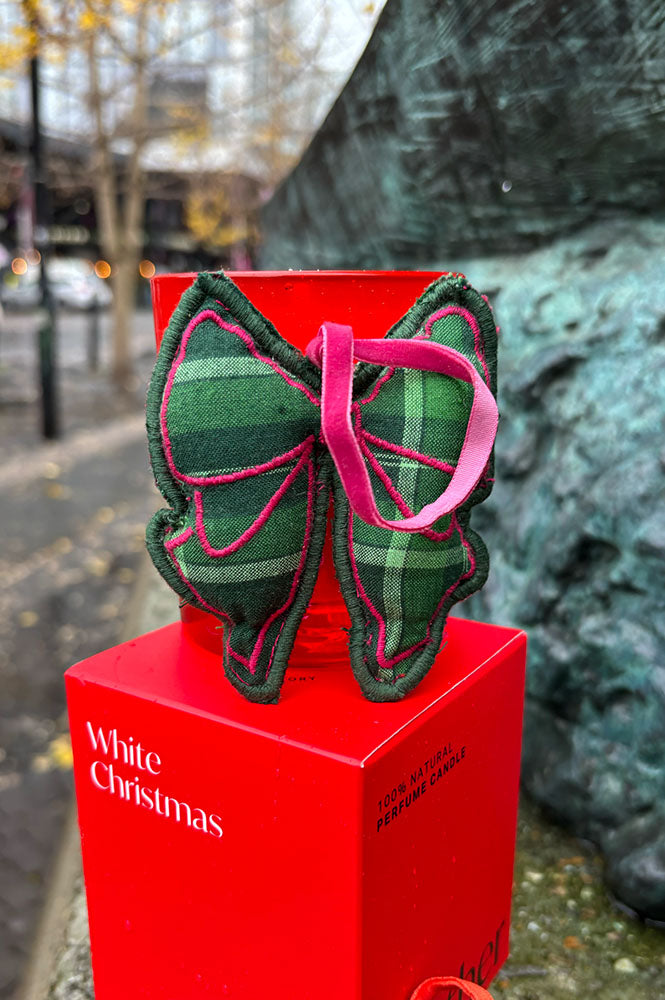 Damson Madder Green Check Bow Decoration