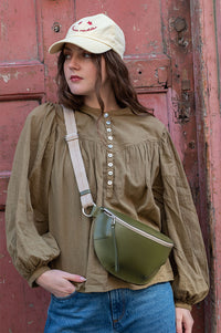 Des Petits Hauts Sophie Blouse In Olive - The Mercantile London