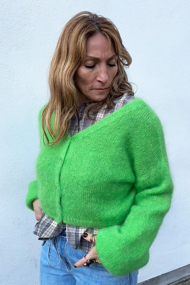 Americandreams Cornelia Cropped Bright Green Cardigan