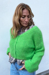 Americandreams Cornelia Cropped Bright Green Cardigan