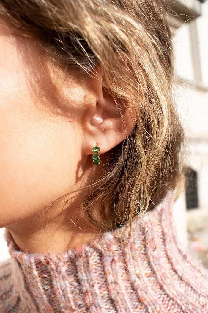 Formation Emerald Block Huggie Earrings - The Mercantile London