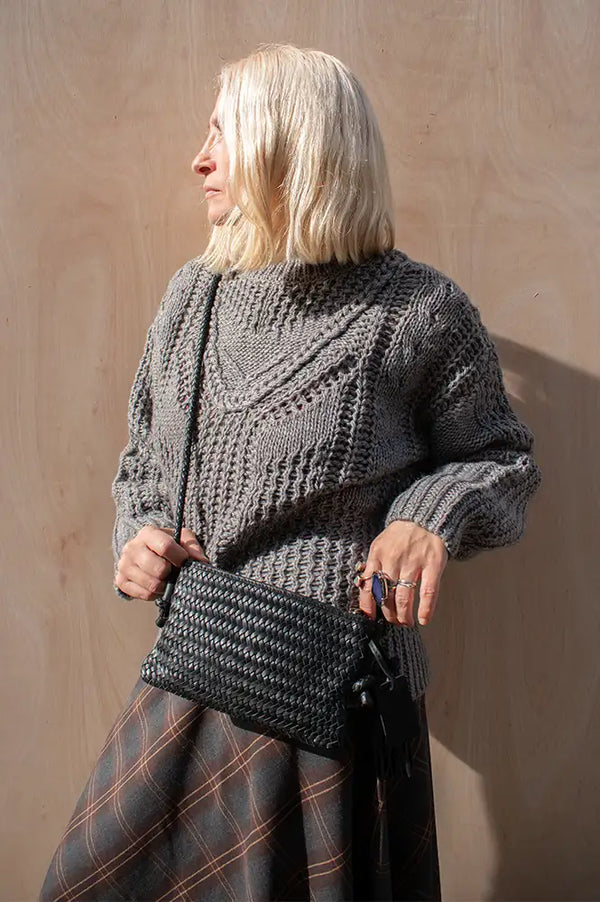 Object Hinna Medium Grey Cable Knitted Jumper