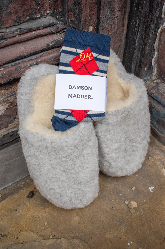 YOKO Wool Light Grey Mule Slippers - The Mercantile London