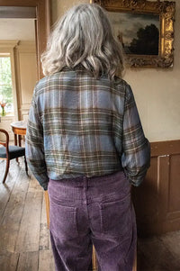 Yerse Blue Grey Checked Blouse