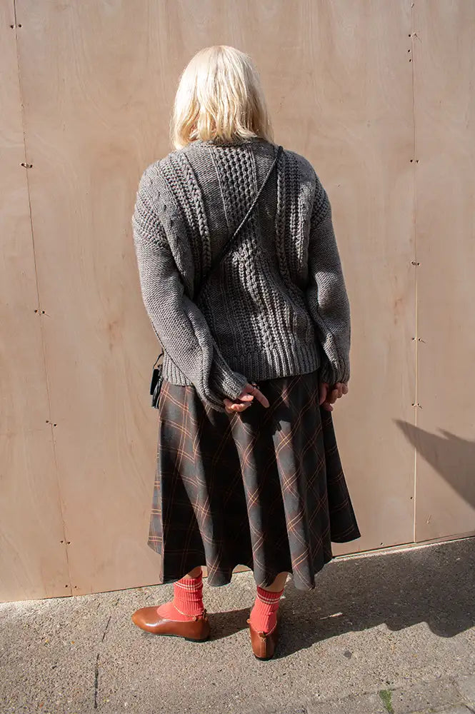 Object Hinna Medium Grey Cable Knitted Jumper