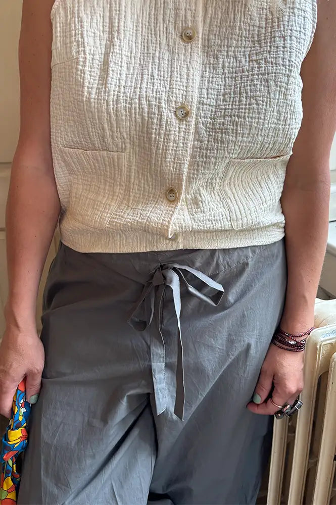 Rabens Saloner Iridi Asphalt Gathered Poplin Trousers