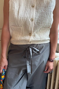 Rabens Saloner Iridi Asphalt Gathered Poplin Trousers