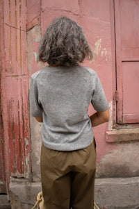 Second Female Amala Grey Pointelle Short Sleeve Knit Top