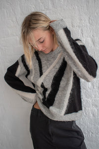 Numph Suri Grey Brushed Pattern Jumper - The Mercantile London