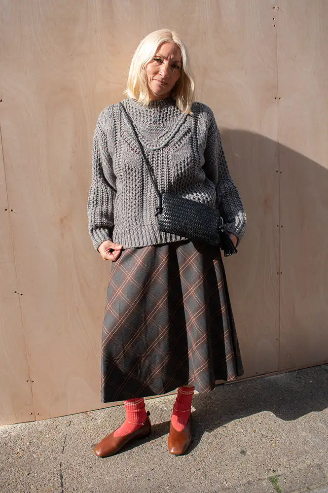 Object Hinna Medium Grey Cable Knitted Jumper