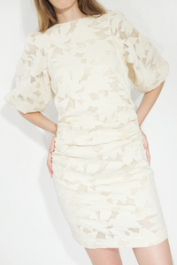 The Tiny Big Sister Guipure Light Cream Short Dress - The Mercantile London