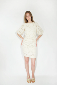 The Tiny Big Sister Guipure Light Cream Short Dress - The Mercantile London