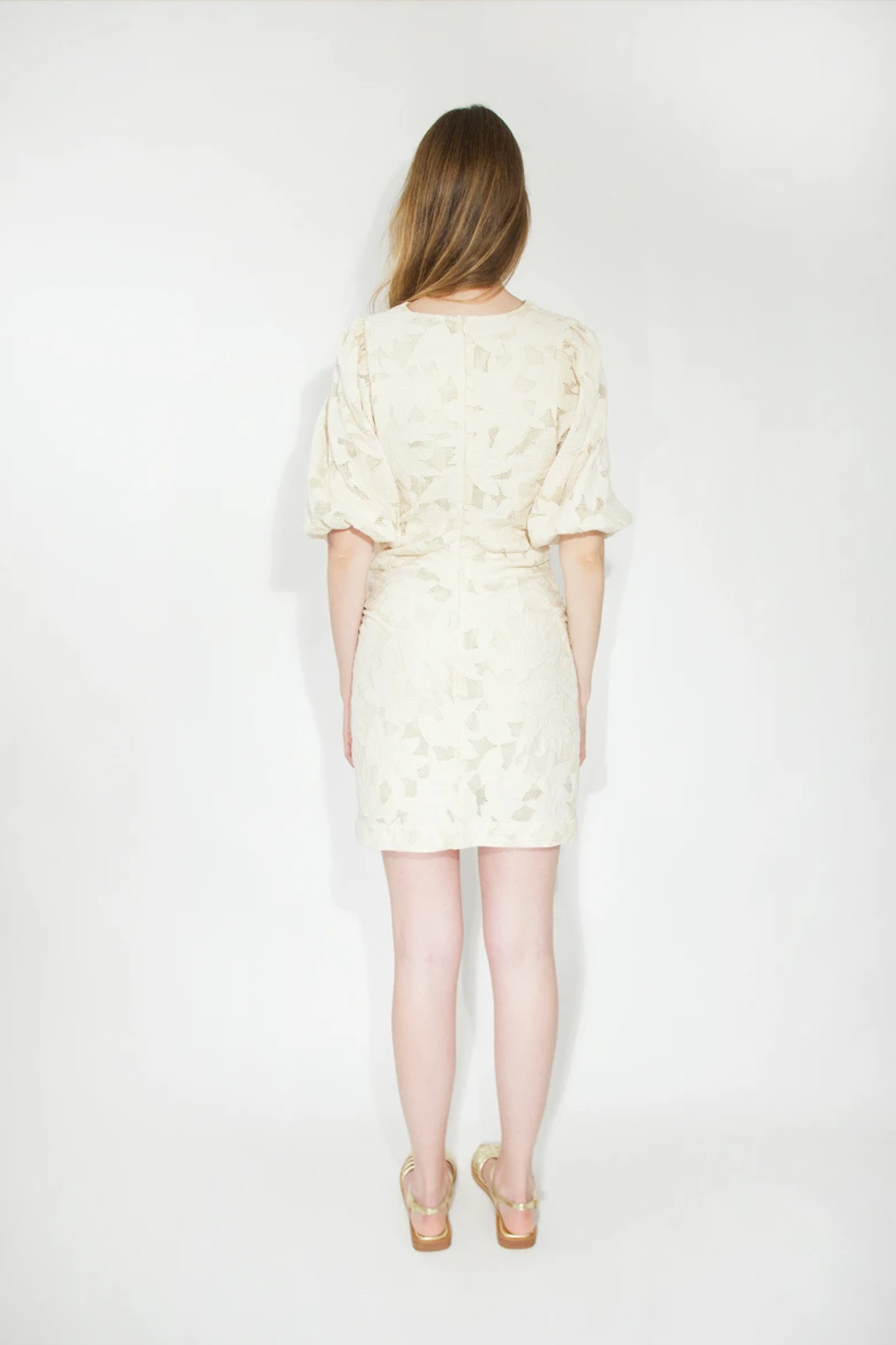 The Tiny Big Sister Guipure Light Cream Short Dress - The Mercantile London