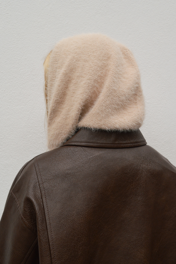 ICHI Gunilla Oatmeal Melange Knitted Hood
