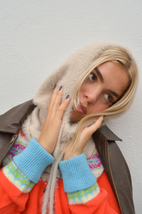 ICHI Gunilla Oatmeal Melange Knitted Hood