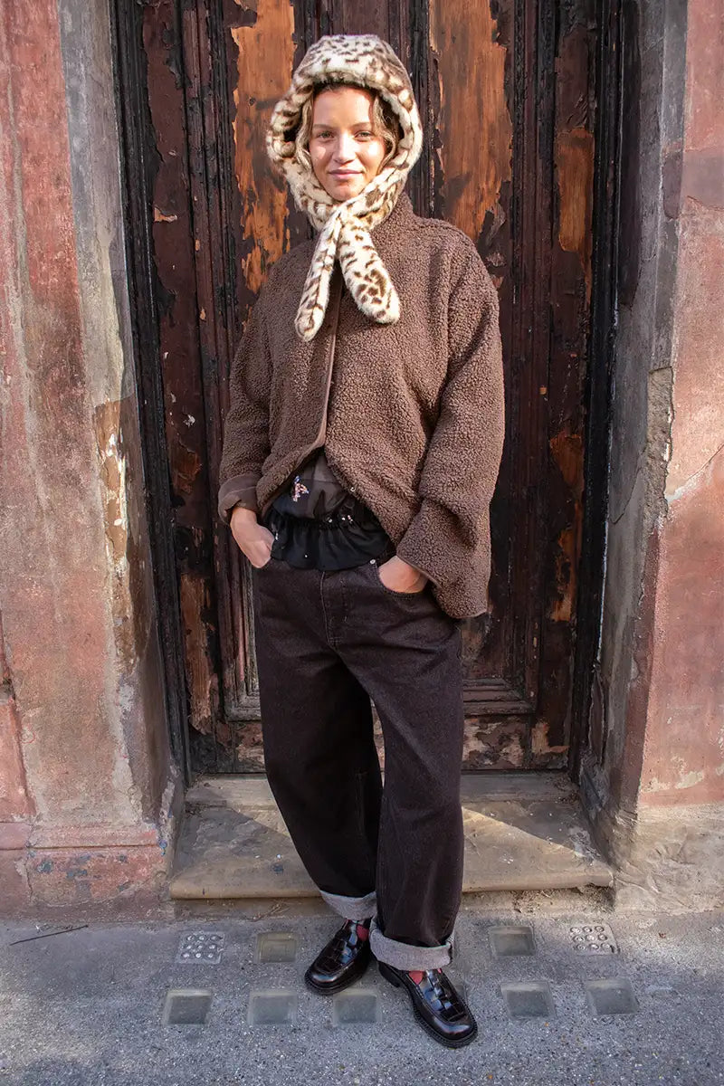 Fransa Gwynne Rain Drum Brown Sherpa Jacket - The Mercantile London