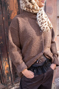Fransa Gwynne Rain Drum Brown Sherpa Jacket - The Mercantile London