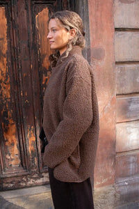 Fransa Gwynne Rain Drum Brown Sherpa Jacket - The Mercantile London