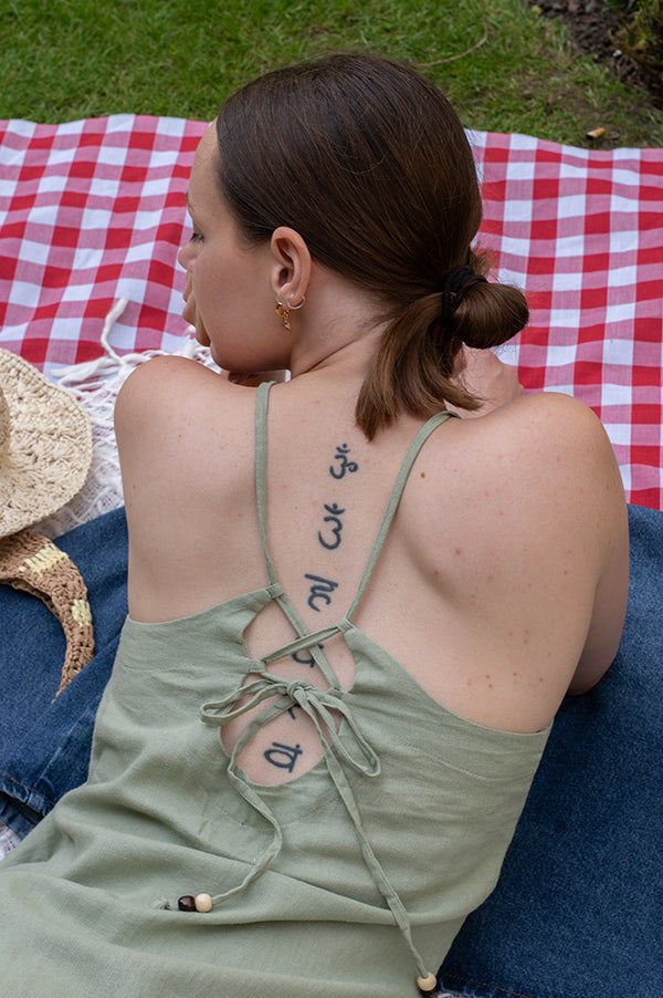 ICHI Linno Sage Mini Dress - The Mercantile London