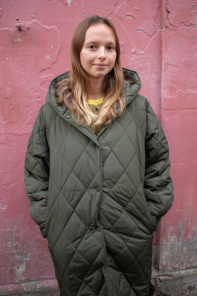 ICHI Hansa Forest Night Quilted Coat - The Mercantile London